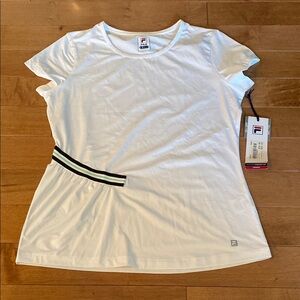 NWT Fila White Tennis Top Size M Athletic Performance Tee